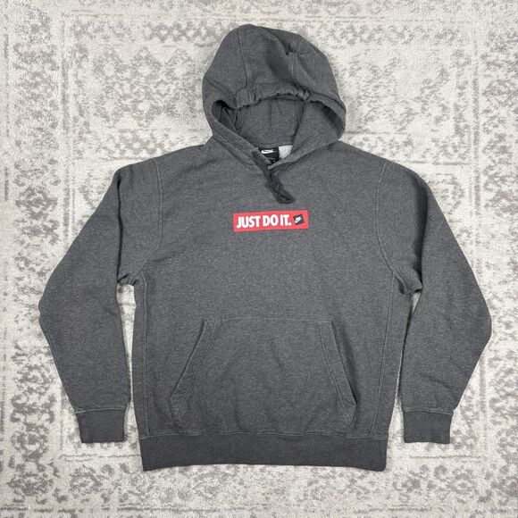 Nike Other - Nike Box Logo Hoodie Mens Gray Pullover Casual Spellout Size Medium